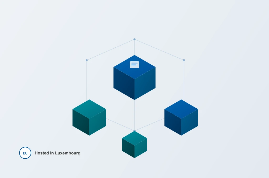 Illustration of distributed S3-compatible object storage, hosted in Luxembourg